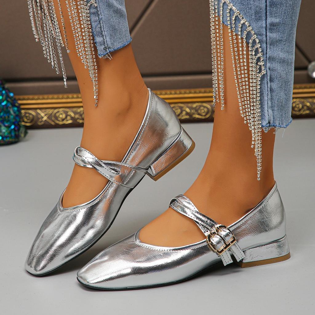 Spring Brand Designer Solf Leather Square Toe Buckle Strap Women Pumps Sandals Low Heels Party Dress Shoes