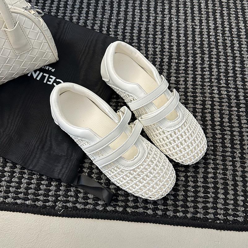 Маленькие белые туфли из искусственной кожи и сетки, женские, весна 2025, новые, с круглым носком, дышащие кеды на платформе, повседневные спортивные туфли для моральной подготовки