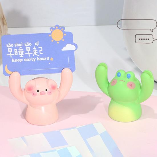 Настольная мультяшная статуя животного из смолы, очаровательная креативная форма, мини-размер, подставка для фото, зажим для заметок, держатель для заметок