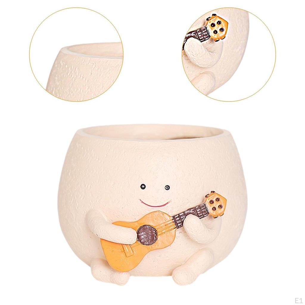 Smile Face Flower Pot Figurine Housewarming Gift Resin Ornament Decorative Planter for Farmhouse