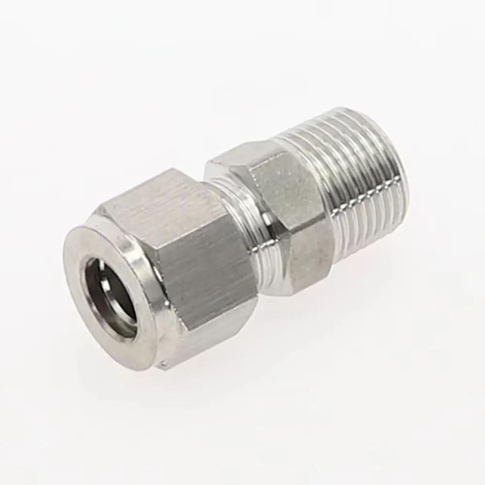 1 шт. 1/8" 1/4" 3/8" 1/2" Наружная резьба к быстроразъемному фитингу 3-16 мм Внешний диаметр Нержавеющая сталь Двойная обжимная трубка-соединитель 304 SS