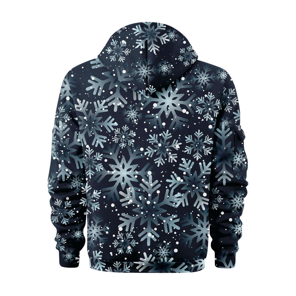 Мужская толстовка с капюшоном на молнии до середины, повседневная спортивная с рождественским принтом