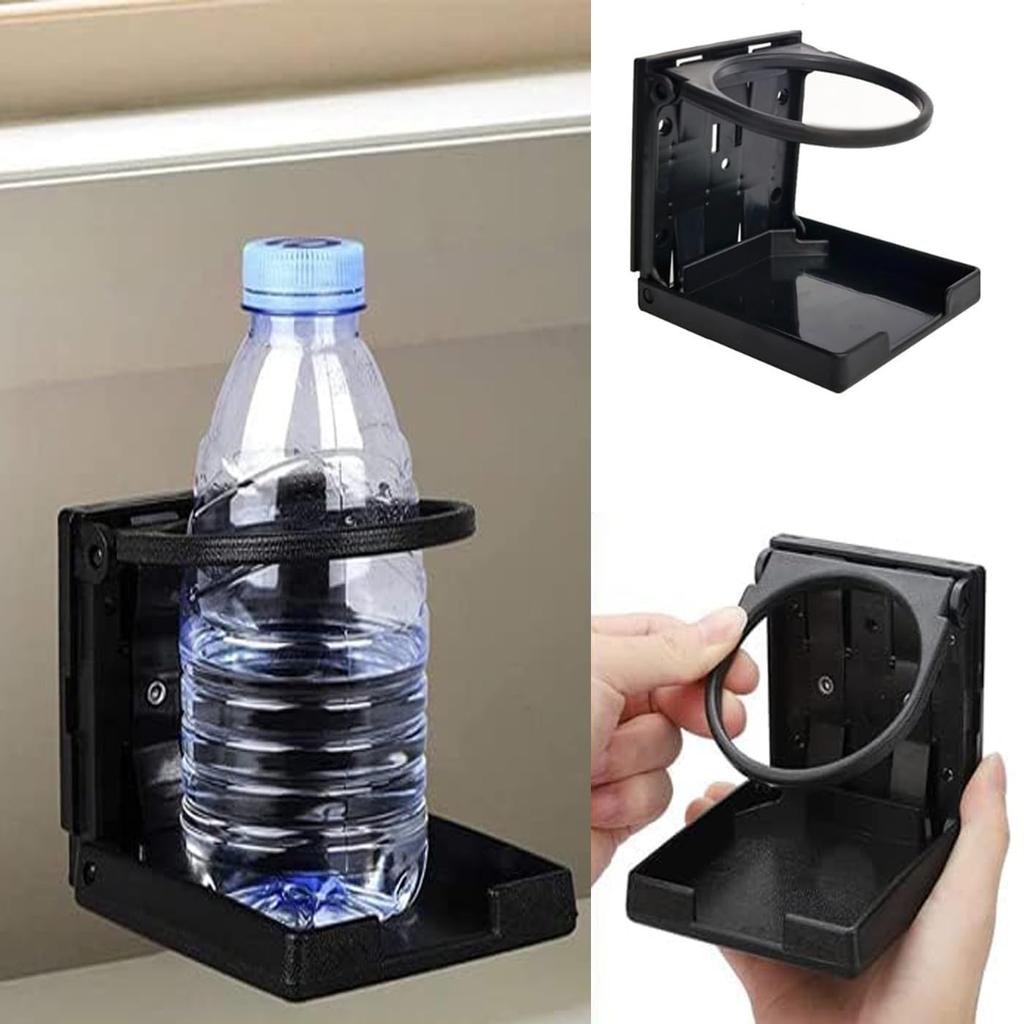 HUIKKJP Автомобильный держатель для напитков Складной Пластиковый Держатель для бутылок Стаканов Автомобильный Набор из 2 шт. (черный)