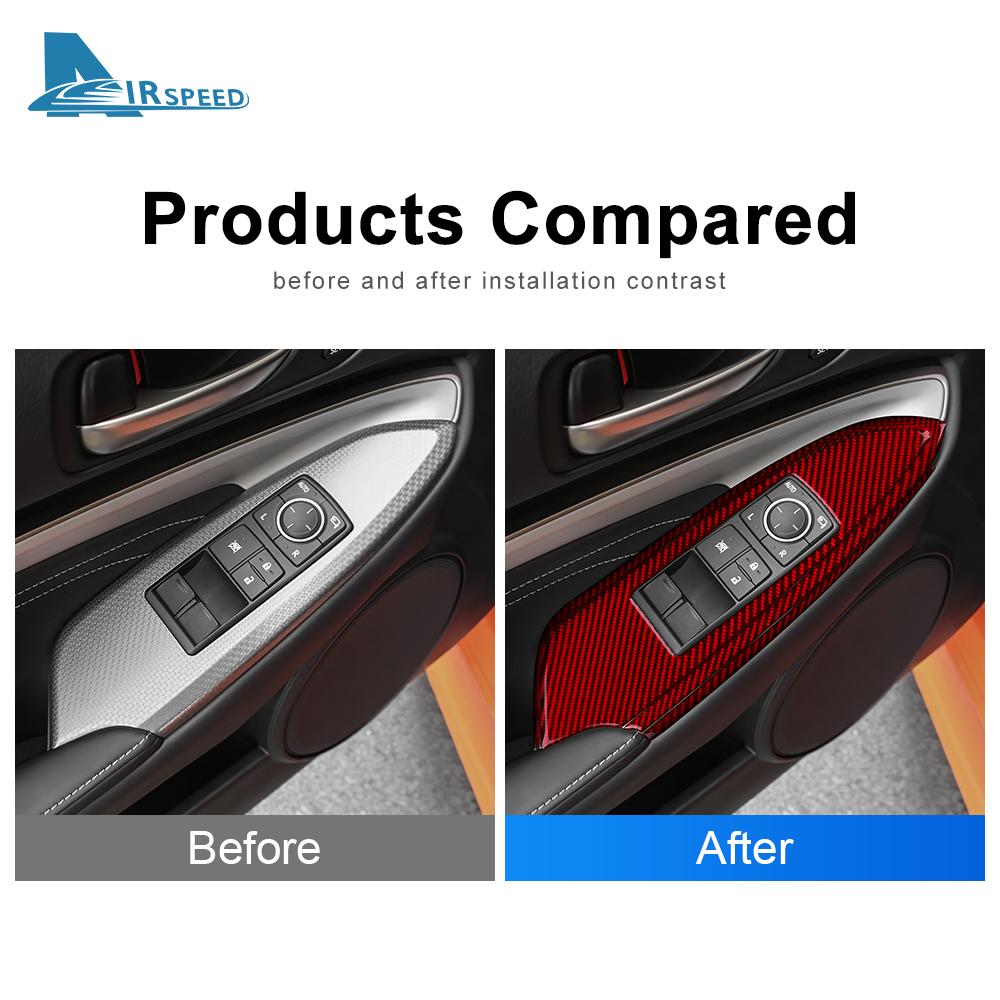 Real Carbon Fiber Sticker For Lexus RC300 RC350 RC200T 2015-2018 2019 2020 2021 2022 2023 2024 2025 Window Lift Switch Button