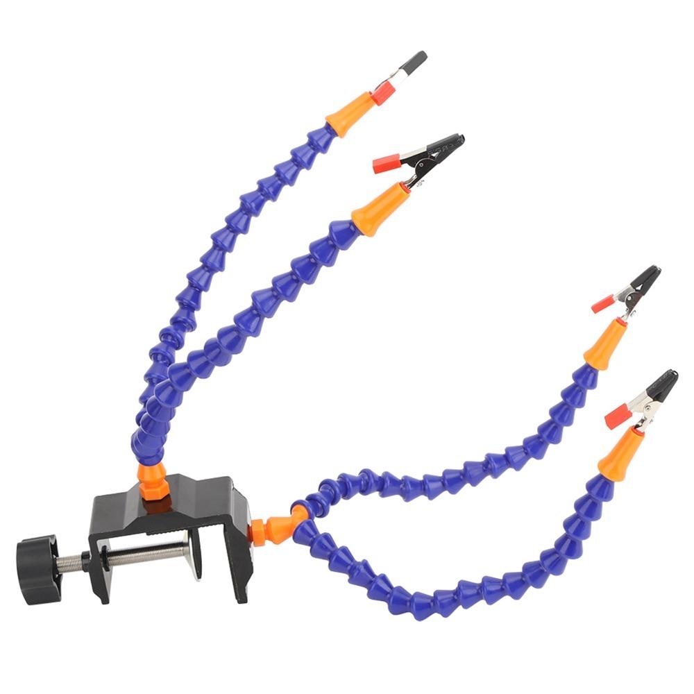 7pcs Flexible Arms Flexible Soldering Holder Blue Wire Clip Holder Circuit Board Repairing