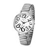 Women's Analog Watch with Large Numerals, Elastic Strap, One Size Fits Most, Simple and Stylish Quartz Watch, Silver, Fashion Accessory, Perfect Gift