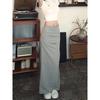 Cotton Blend Asymmetric Midi Skirt With Pleats For Elegant Ladies Spring Summer Wear