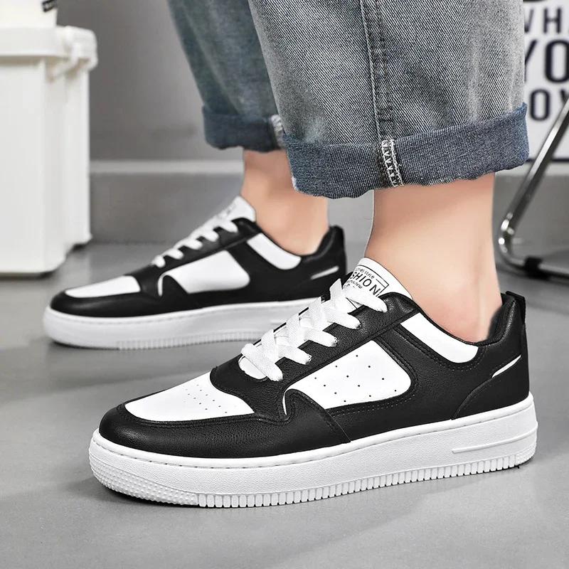 Men's Shoes PU Leather Women Fashionable Sneakers Comfortable Soft-soled Casual Shoes for Men