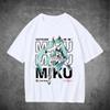 Аниме футболка Hatsune Miku с кошачьими ушками "Love Music", унисекс, уличная одежда с виртуальным певцом, оверсайз, 100% хлопок, повседневная футболка с коротким рукавом
