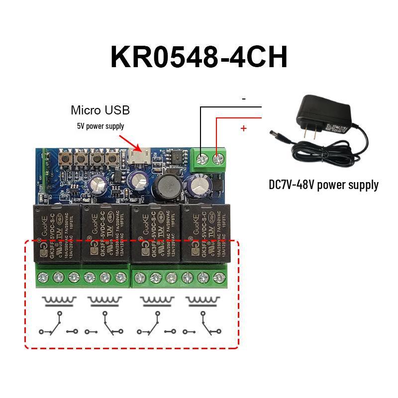 4-канальный WiFi умный переключатель с беспроводным реле DC 5V-48V и совместимостью с eWelink