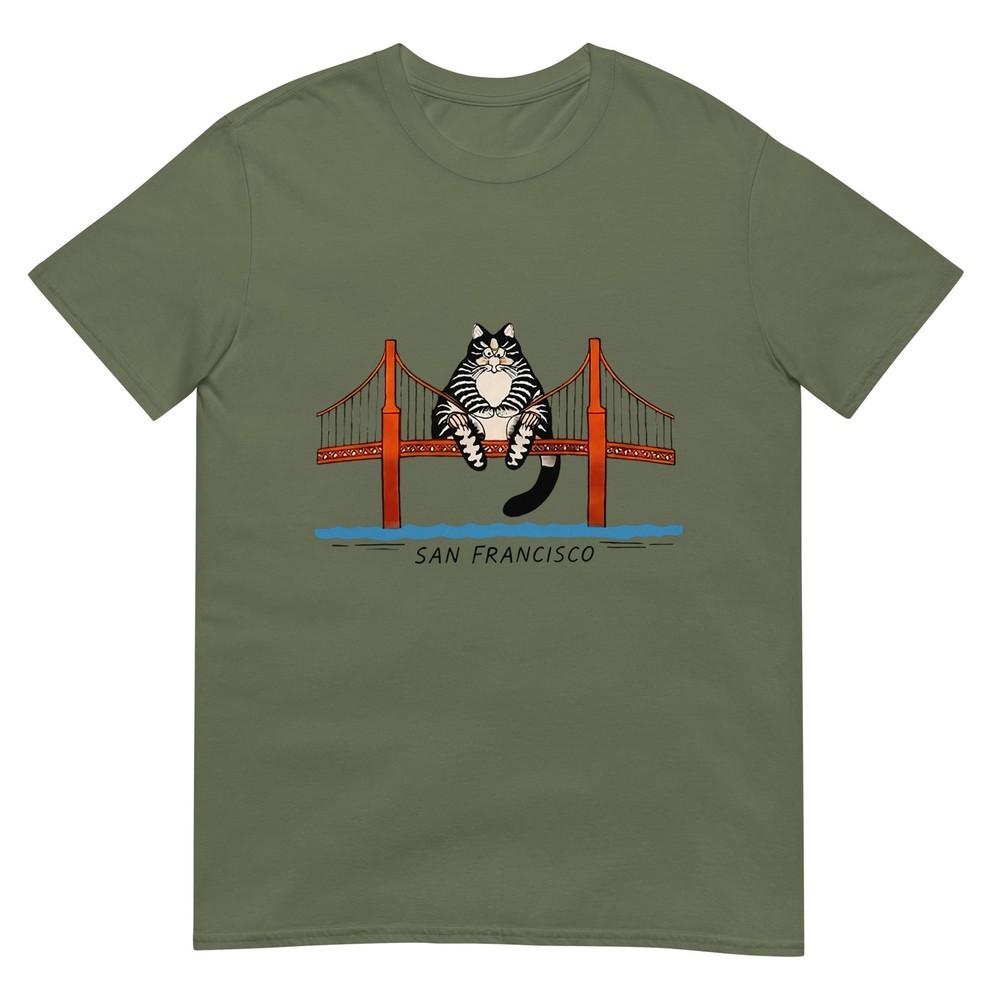 San Francisco Cat Golden Gate Bridge Book Lover Tshirt