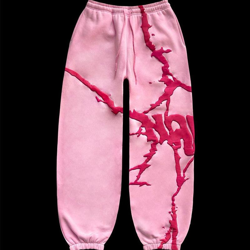 Европейские и американские повседневные брюки в стиле хип-хоп с принтом «волосы-пузыри» для мужчин и женщин Y2K Street