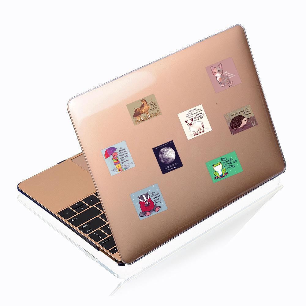 110 Inspirational English Animal Stickers, Personalized Decorations, Waterproof Stickers for Luggage and Laptops, Children's Encouragement