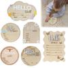 Baby Announcement Sign Hello World Newborn Sign Wooden Birth Announcement Sign Keepsake Baby Shower Gift for Nursery Decor Photo Prop