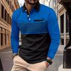 New Spring and Autumn Men's POLO Shirt Long-sleeved Striped Printed Men's Casual Polo Shirt Men's T-shirt Tops