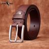 Belt Men's Matte Stainless Steel Buckle Genuine Cattlehide Leather Surface Retro Simple Fashion Trendy All-Matching Jeans Belt