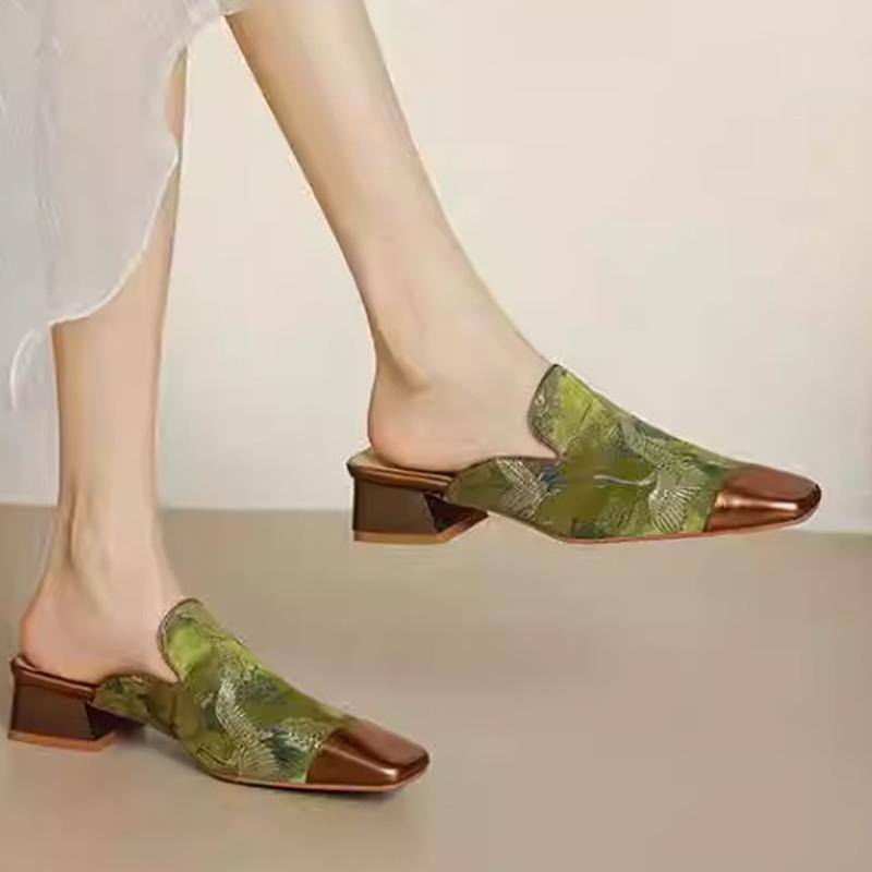 Модные женские тапочки с квадратным носком, весенние туфли на среднем каблуке, модные туфли-слингбэки, ретро-элегантные женские туфли-лодочки, тренд 2025, нарядные уютные женские туфли
