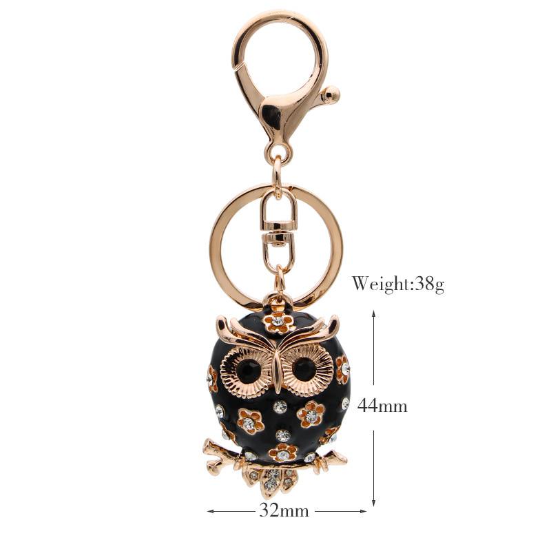 Enamel Flower Owl Keychain for Women HandBag Purse Bag Pendant Key Chain Ring Jewelry