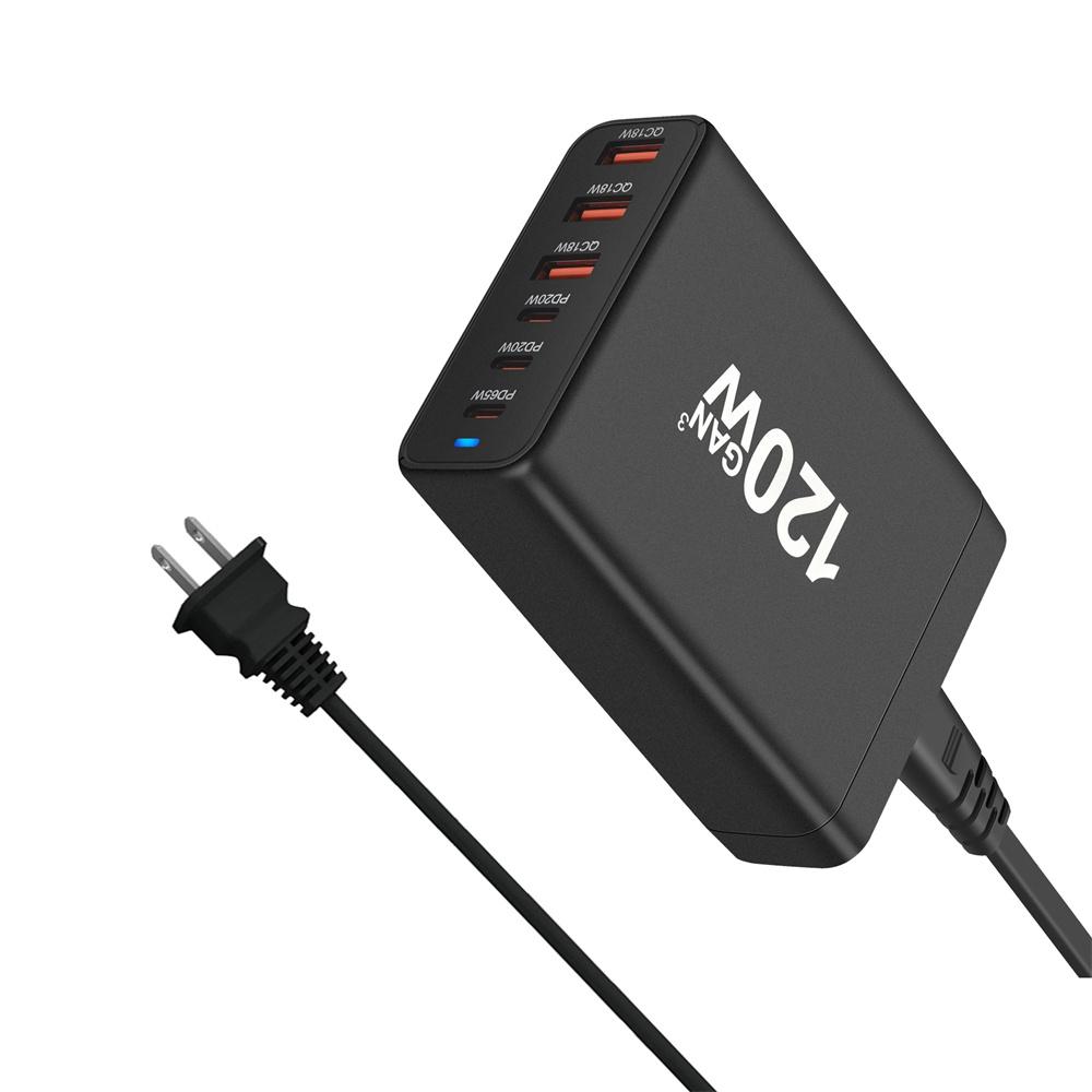 Зарядное устройство GaN 120 Вт, 6 портов, USB Type C, зарядное устройство PD, быстрая зарядка, USB3.0, тип C, быстрое зарядное устройство, зарядное устройство USB для мобильных телефонов
