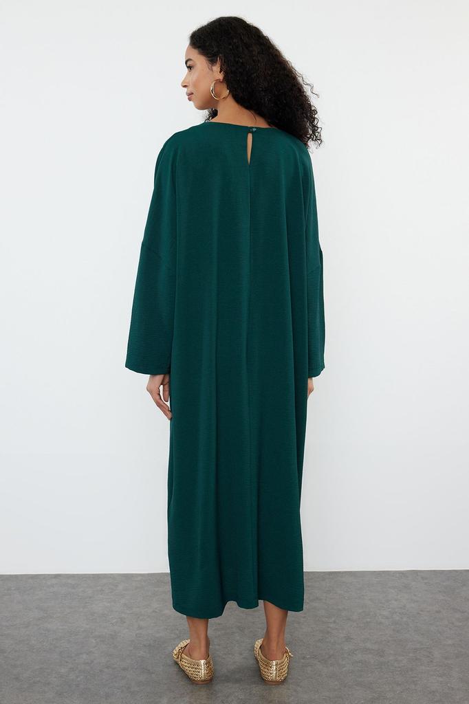 Women's Style Hijab Dress Green Woven Aerobin Dress