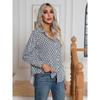 Spring and Autumn Women's Shirt Fashion Geometric Print Long Sleeve Top
