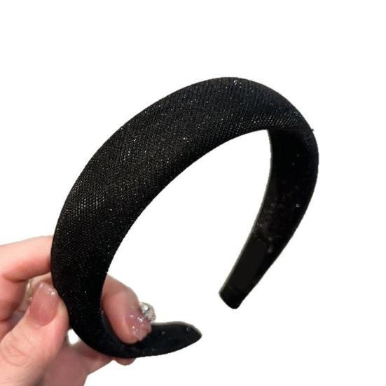 Women Headband Sparkling Rhinestones Sponge Thickened Filling Non-Slip Design Hair Hoop Flexible Fit Hair Accessory