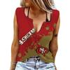 Женские майки, сексуальные летние топы без рукавов с V-образным вырезом, жилет с 3D принтом, красные топы с цифровой волной