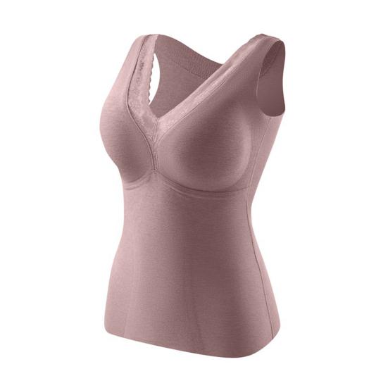 Женская термомайка кружевная с V-образным вырезом на флисовой подкладке базовый слой толстая без рукавов с подкладками теплая майка нижнее белье топ для холодной погоды