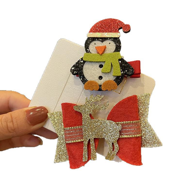 Милые рождественские заколки-банты для девочек - Нарядные боковые заколки и аксессуары для челки