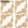 8pcs Carved Wood Appliques for Furniture, French-Style Floral Corner Woodcarvings, Unpainted Solid Wood Decorative Rosettes