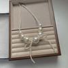 Elegant Bow Beaded Necklaces Exaggerated Clavicle Chain Large Pearl Choker Necklace  Collar
