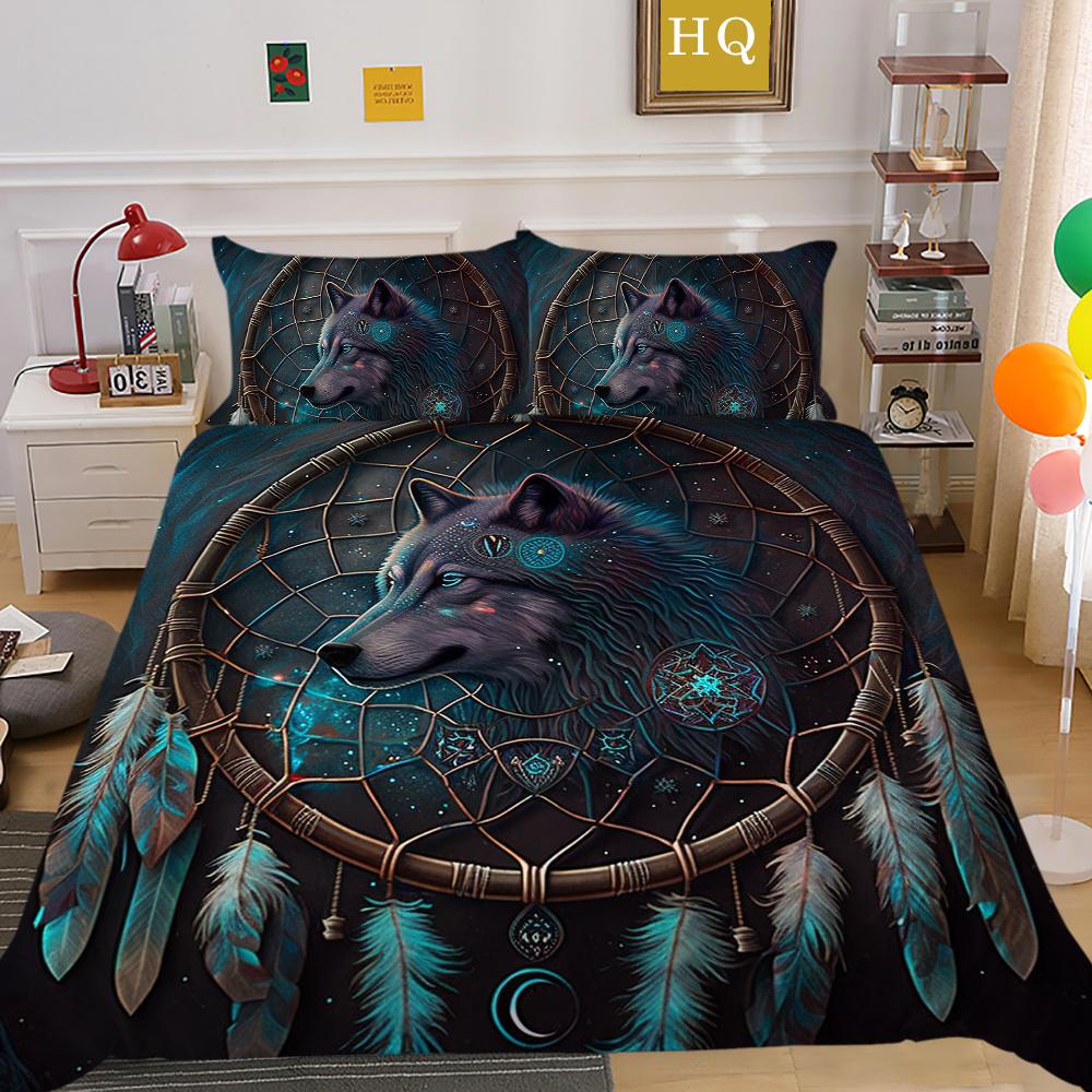 Комплект одеял с 3D принтом волка, двойной размер, покрывала из микрофибры, модный домашний текстиль для мальчиков и подростков