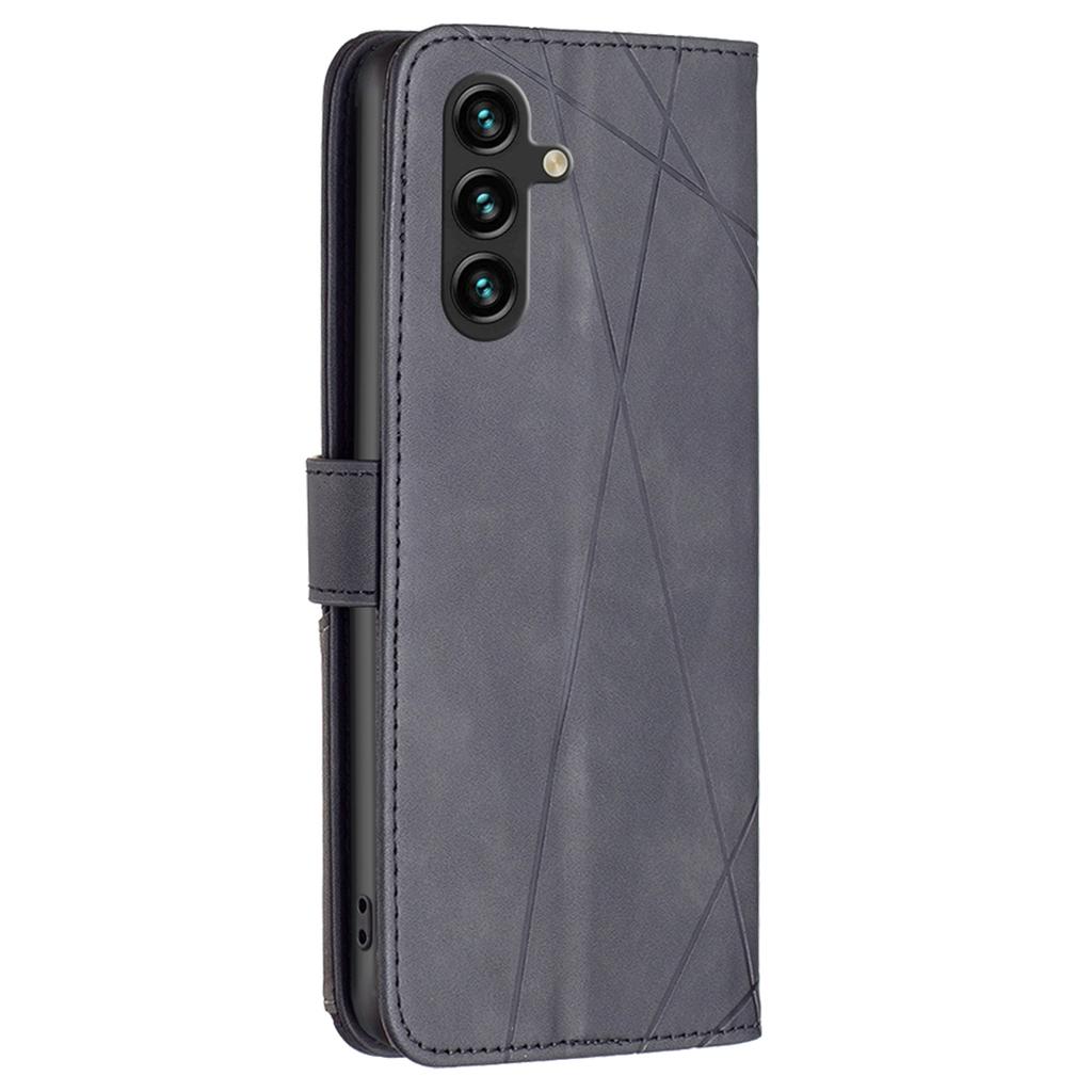 BINFEN COLOR For Samsung Galaxy A05s 4G Phone Cases Wallet Stand Geometry Imprinted Leather Cover