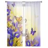 Iris Butterfly Spring Tulle Curtains for Bedroom Hall Living Room Decor Chiffon Curtain for Balcony Kitchen Home Drapes