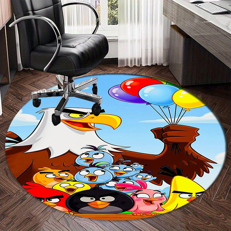 Angry Birds Printed Round Rug Carpet Chair Rug Area Rug Entryway Doormats,for Office Chair Living Room Bedroom Kitchen Room.