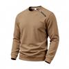 Men S Solid Color Fleece Lined Loose Casual Round Neck Sweatshirt