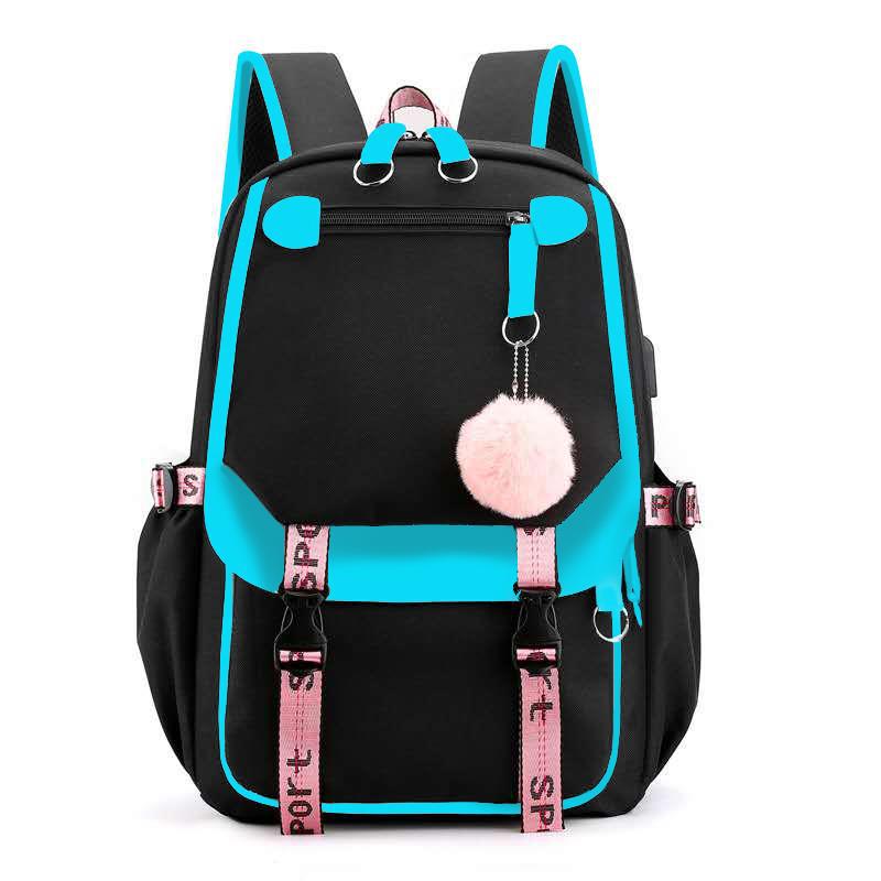 Large Capacity Girl Women Casual Backpack Multicolor Student Backpack Girl's School Bag with USB Port