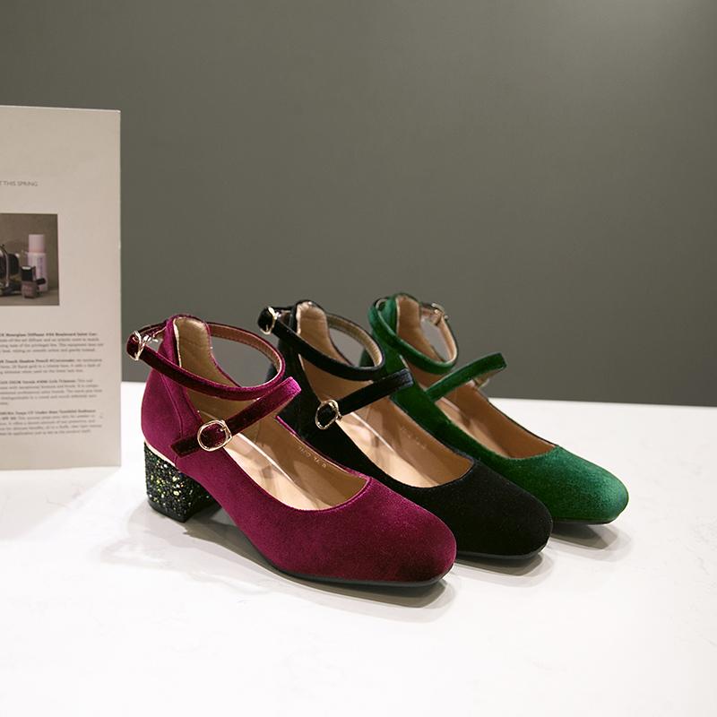 Q/Женские туфли на высоком каблуке, модные однотонные замшевые туфли на толстом каблуке, большие низкие кеды