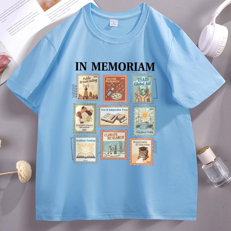 In Memoriam Stamps Women Unisex TShirt 2026 Pro Democracy TShirt Casual Cotton Short Sleeve Graphic Tees Streetwear Clothing Tops