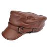 Autumn/Winter Biker Hat Men's Hat Cowhide Vintage Navy Captain Ladies Flat Top Beret