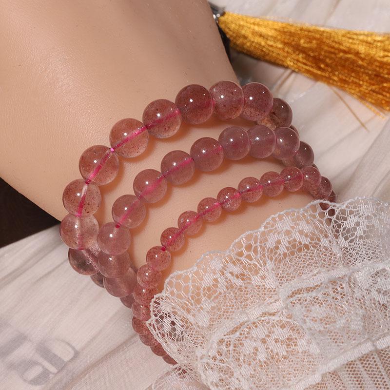 Браслет из натурального хрусталя с зеленым клубничным кварцем - Украшения ручной работы