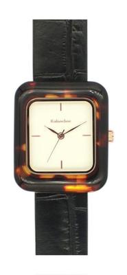 [Подписка] Часы Kalanchoe Square с ацетатным безелем H05022A-1 BK Женские Черные
