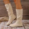 Fashion 2025 New Large-sized Side Zipper Flat Casual Fashion Women's Boots, Flat Boots, High-top Boots, Pleated Fashion Boots
