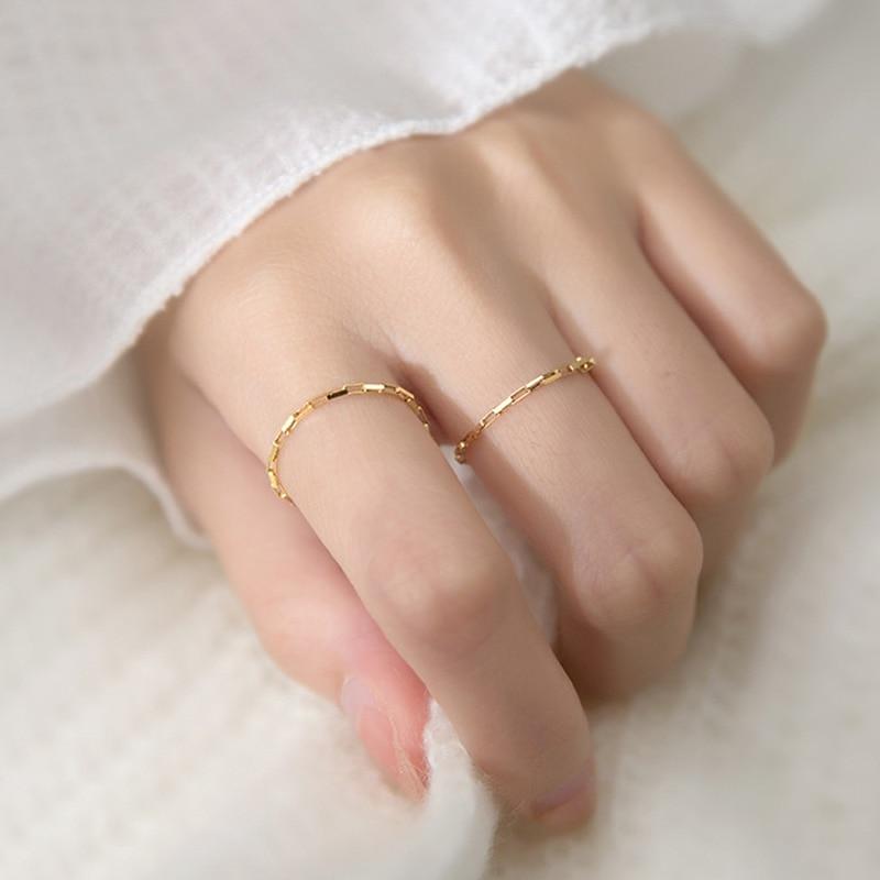 Trustdavis Настоящее серебро 925 пробы минималистская модная золотая цепочка размер 7 кольца для женщин свадебная вечеринка изысканные ювелирные изделия S925 DS1166