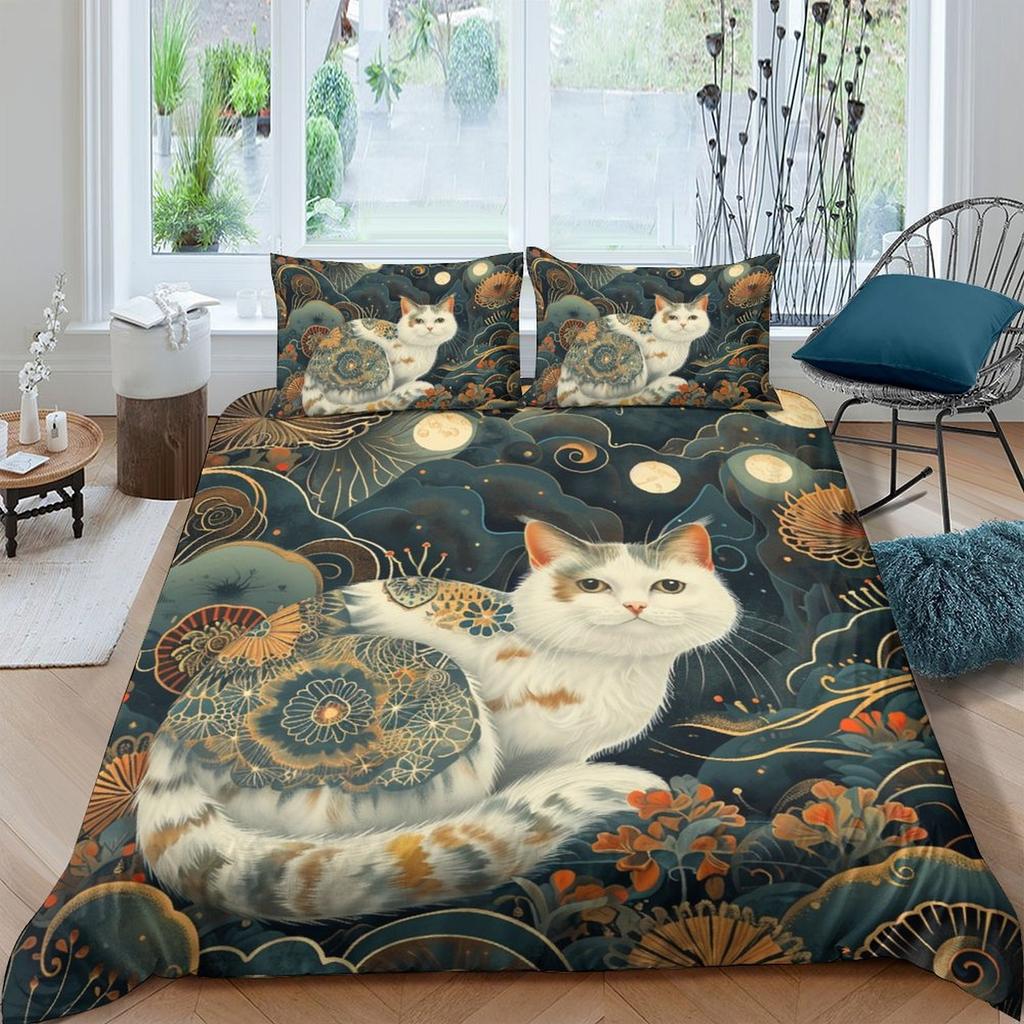 Digital Animal Wolf Cat Dog 3D Printed Bedding Set Cozy Soft Duvet Cover King Queen Twin Size Birthday Gift Bedroom Decoration