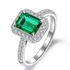 Square Green CZ Women Rings Luxury Accessories for Anniversary Party Temperament Elegant Female Rings Gift Trendy Jewelry