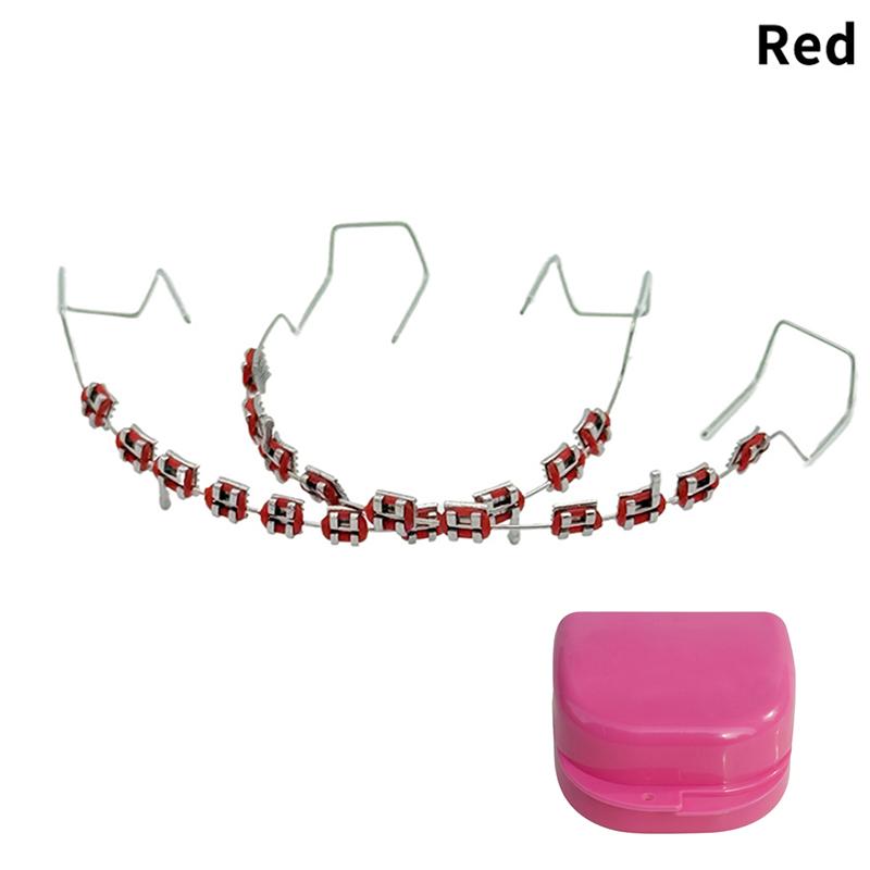 1 пара временных украшений для зубов в коробке с 4 крючками с металлической проволокой, разноцветные металлические скобки, лигатуры, стоматологический материал