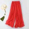 1 шт. струящиеся свободные брюки из полиэстера и шифона, брюки с широкими штанинами, свободные укороченные дышащие брюки