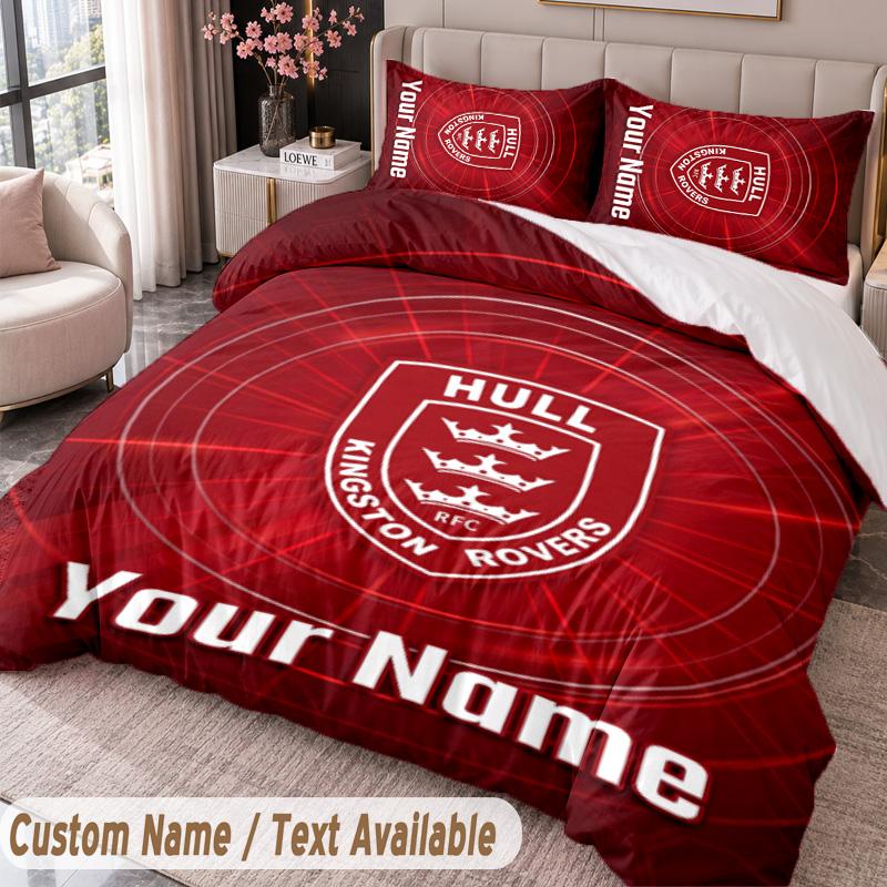 Hull KR Printed Bedding Set Custom Name Text 1 Duvet Cover 2 Pillowcases For Bedroom