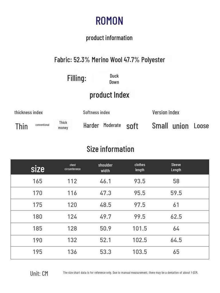 ROMON Men's Mid-Length 3-in-1 Wool Blend Down Coat